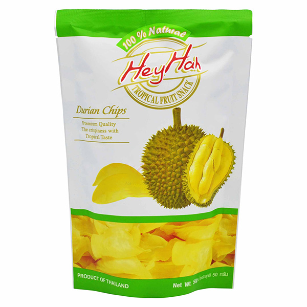 Køb Durian Chips - 50g - Hey Hah fra Danmad online webshop. Danmad er en online butik med fødevareingredienser, 24 timer i døgnet, med en meget rimelig pris,