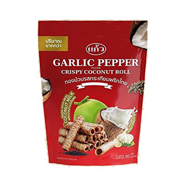 Kaew Crispy Roll Garlic Pepper Flavor - 100g