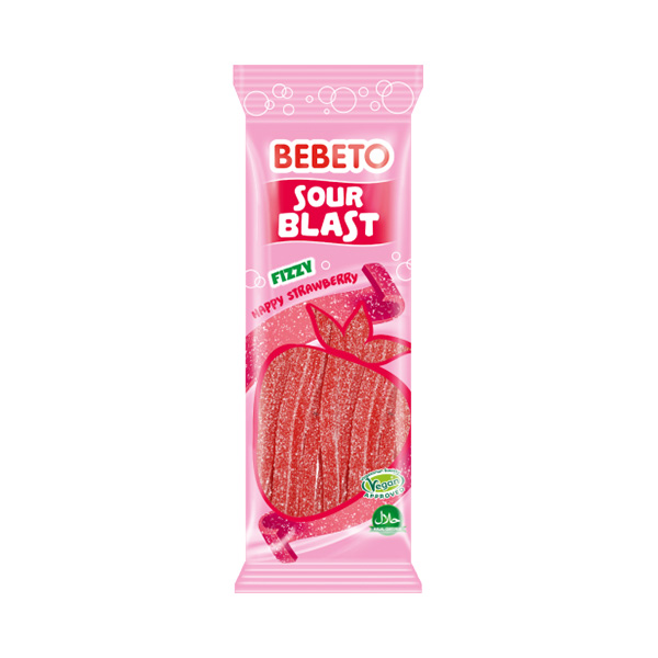 Bebeto Sour Blast Fizzy Happy Strawberry - 180g