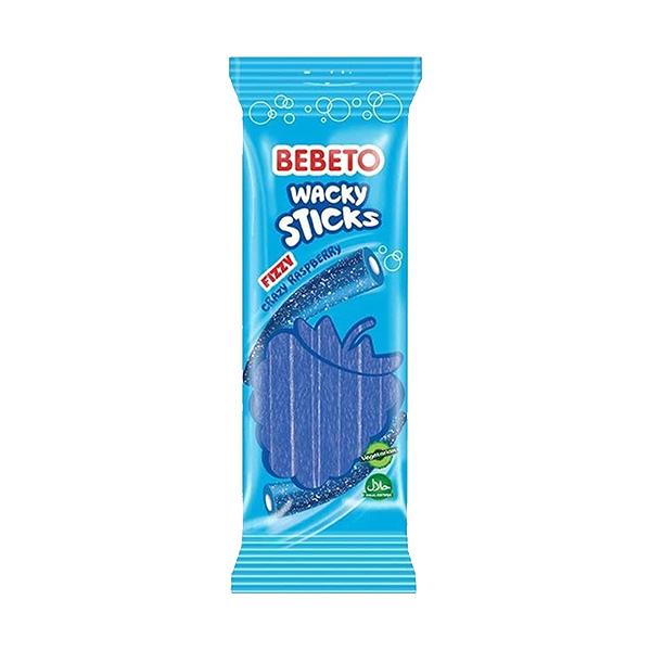 Bebeto Wacky Sticks Fizzy Crazy Raspberry - 180g
