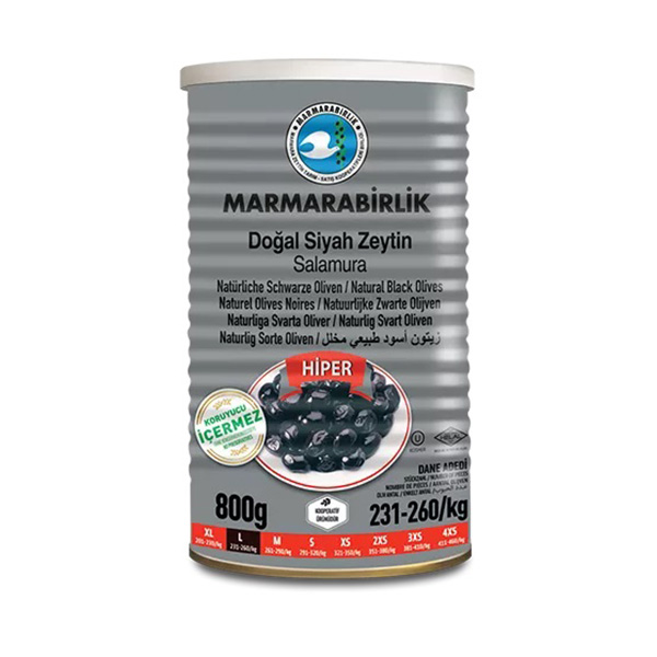 Marmarabirlik Naturlige Sorte Oliven Hiper - 800g - Danmad