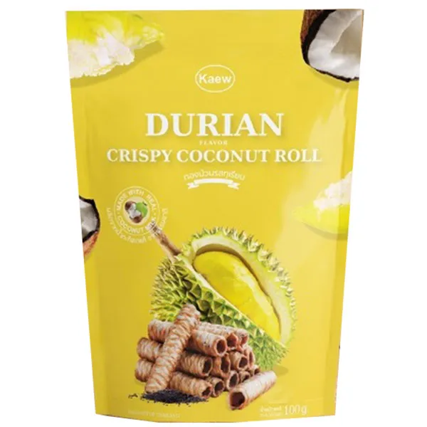 Kaew Crispy Roll Durian Flavor - 100g